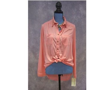NEW Rewind Coral High Low Studded Blouse Size M